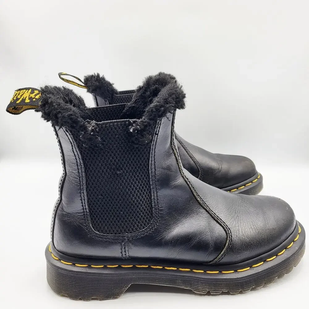 Dr. Martens 2976 Leonore Leather Faux Fur Lined Chelsea  Boots Women’s Size 5